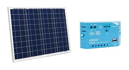 Kit Panel Solar Policristal 45W + Regulador Epever 5A USB