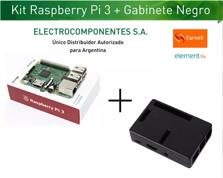 Kit Raspberry Pi 3 Element14 + Gabinete Negro 