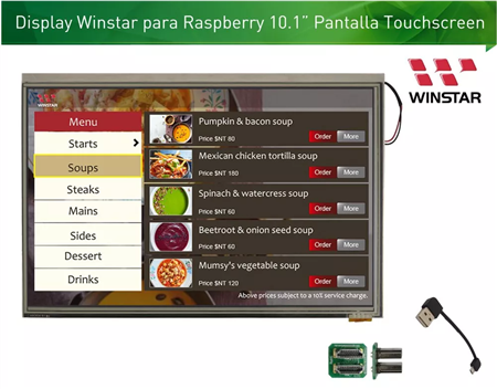 Display Winstar WF101FSYFPLHTX TFT 10,1" HDMI Pantalla táctil Resistiva